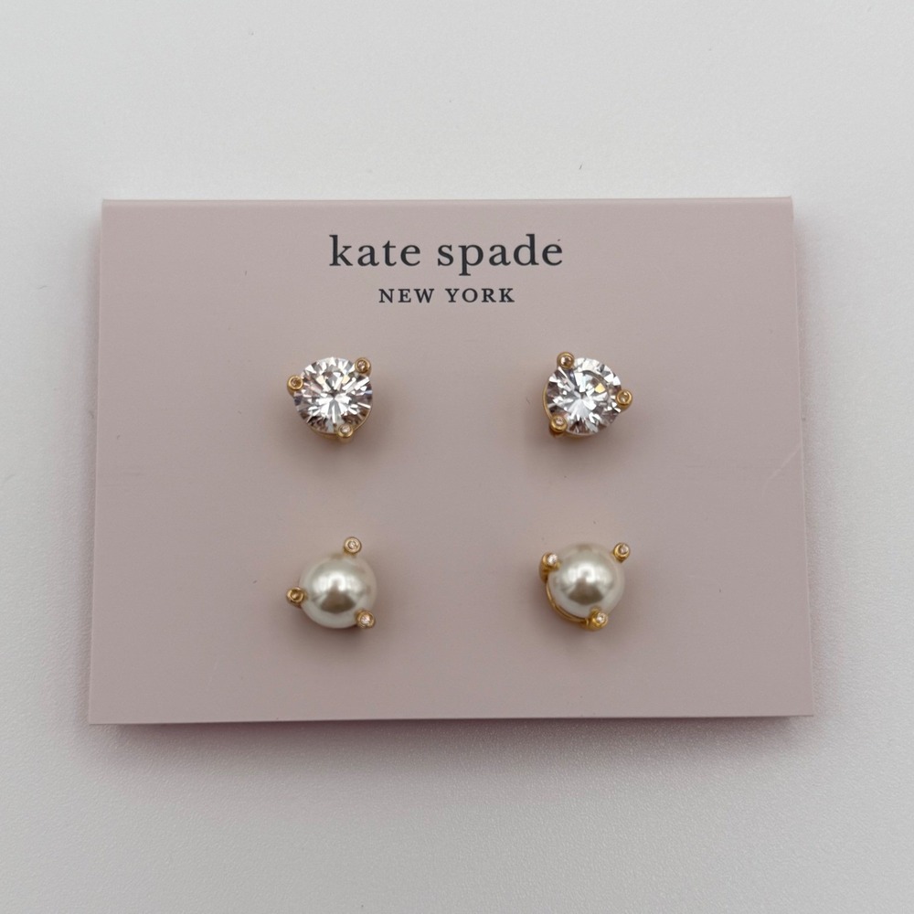 Kate Spade Stud Earring Set Women OS Cream/Clear NEW